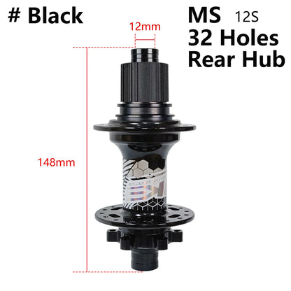 BOOST MTB Bicycle Hub - 148x12mm Aluminium Bike Hub 6 Pawls 120 Click HG XD Micro Spline 32H 8-12 Speed
