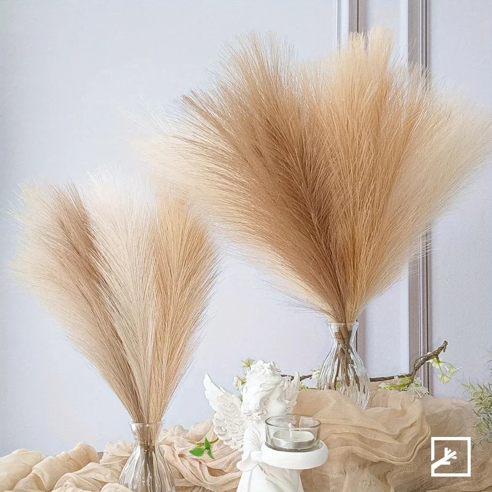 10PCS Artificial Pampas Grass – Fake Reed Flowers for DIY Floral Arrangements, Table Decor, Weddings & Home Christmas Decoration