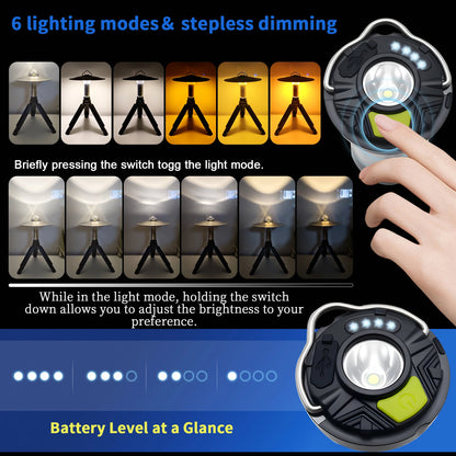 Portable Camping Lantern 3000mAh - Rechargeable Waterproof Outdoor Lighthouse Flashlight for Camping and Hiking