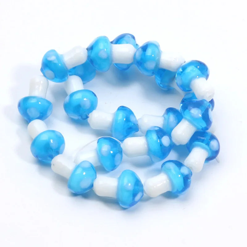 20pcs Lampwork Glass Mushroom Beads - Colorful Loose Beads for DIY Jewelry Making, Handmade Crafts & Accessories