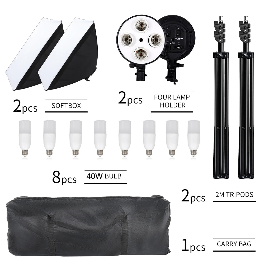 30W-40W Photography Softbox Lighting Kit – 50x70CM Continuous Soft Light for Studio and Portrait Shooting