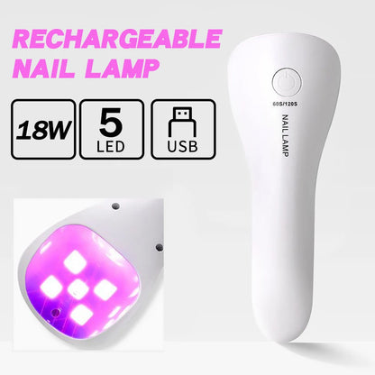 Handheld Rechargeable UV LED Nail Lamp – Mini Quick Dry Gel Polish Dryer for Manicure & Pedicure Home Nail Care Tool