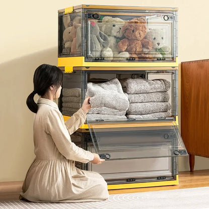 Foldable Transparent Storage Trunk – Large Capacity Plastic Organizer for Clothes and Home Wardrobe