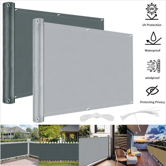 Balcony Privacy Shade Cloth Netting – Waterproof Fence Sunshade with 95% UV Protection for Garden, Deck, Porch & Pool Railing Coverage