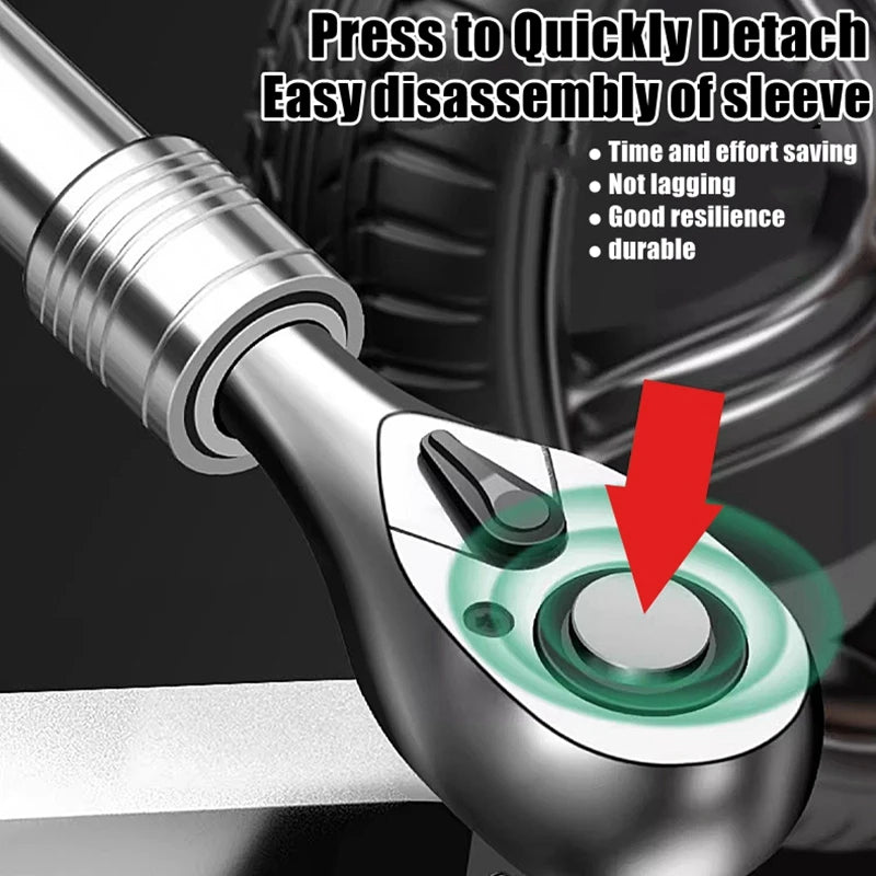 # Telescopic Ratchet Wrench Set - 72-Tooth Quick Release Adjustable Head Tool for Automotive Repair