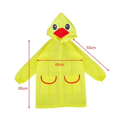 Kids Cartoon Raincoat - Animal Style Waterproof Rainwear for Children with Folding Design