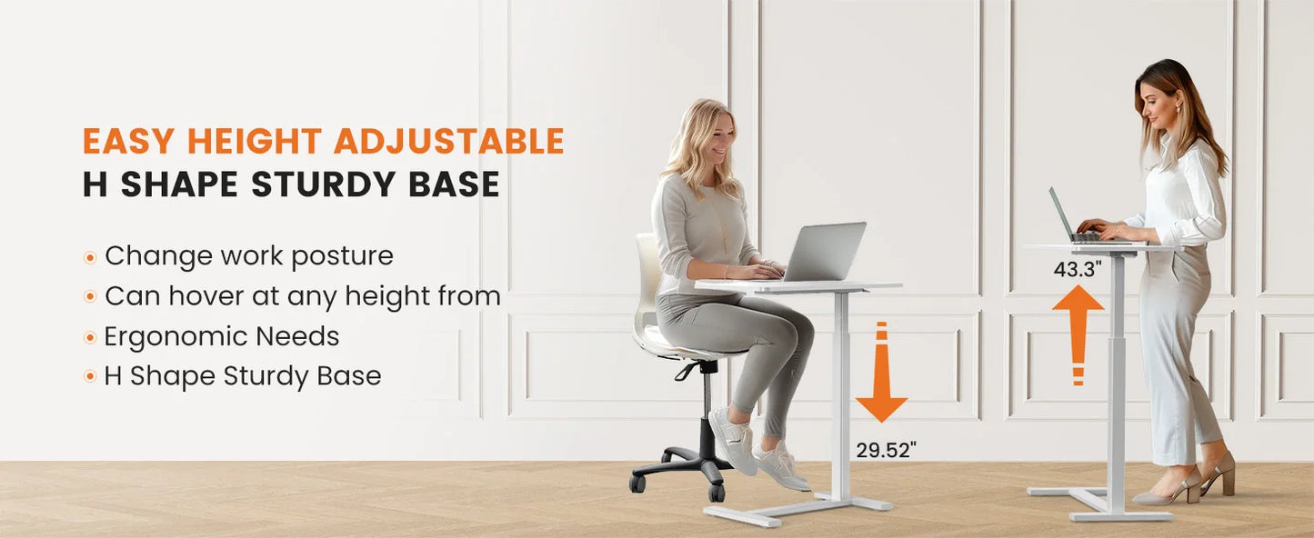 Overbed Bedside Table – Adjustable Height Sofa Table with Hidden Wheels for Laptop & Mobile Use