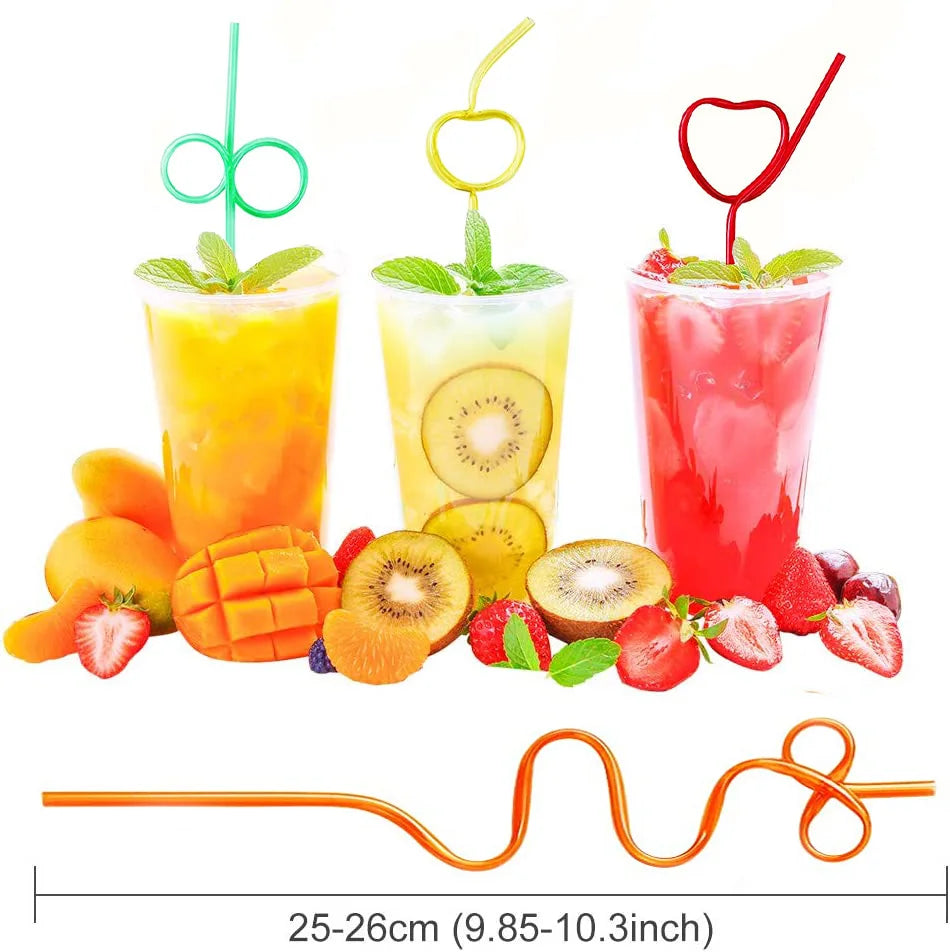 10 Assorted Silly Plastic Drinking Straws - BPA-Free, Unique Party Decor for Festive Occasions, Bulk Variety Pack
