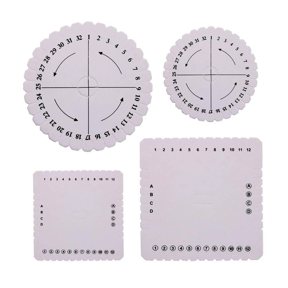 4Pcs Kumihimo Braiding Disks - Round & Square Beading Cord Plates for DIY Bracelet Weaving & Loom Braiding