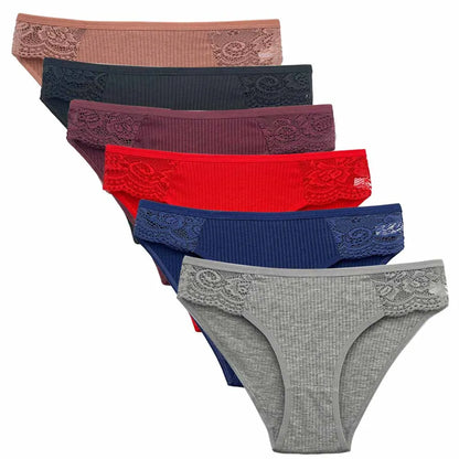 5-Pack Women’s Low Rise Lace Panties — Sexy Cotton Lingerie Briefs