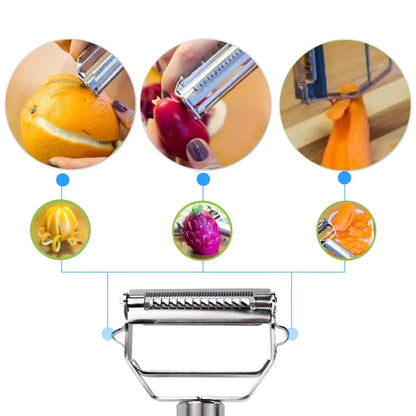 Multi-Function Stainless Steel Peeler - Fruit, Vegetable, Melon, Potato, Carrot, Cucumber Grater, Julienne Slicer - Home Kitchen Tool