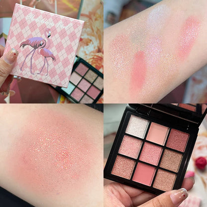 9-Grid Red Eyeshadow Palette – Purple Glitter, Pearlescent Matte & Shimmer Long-Lasting Eye Makeup for Women