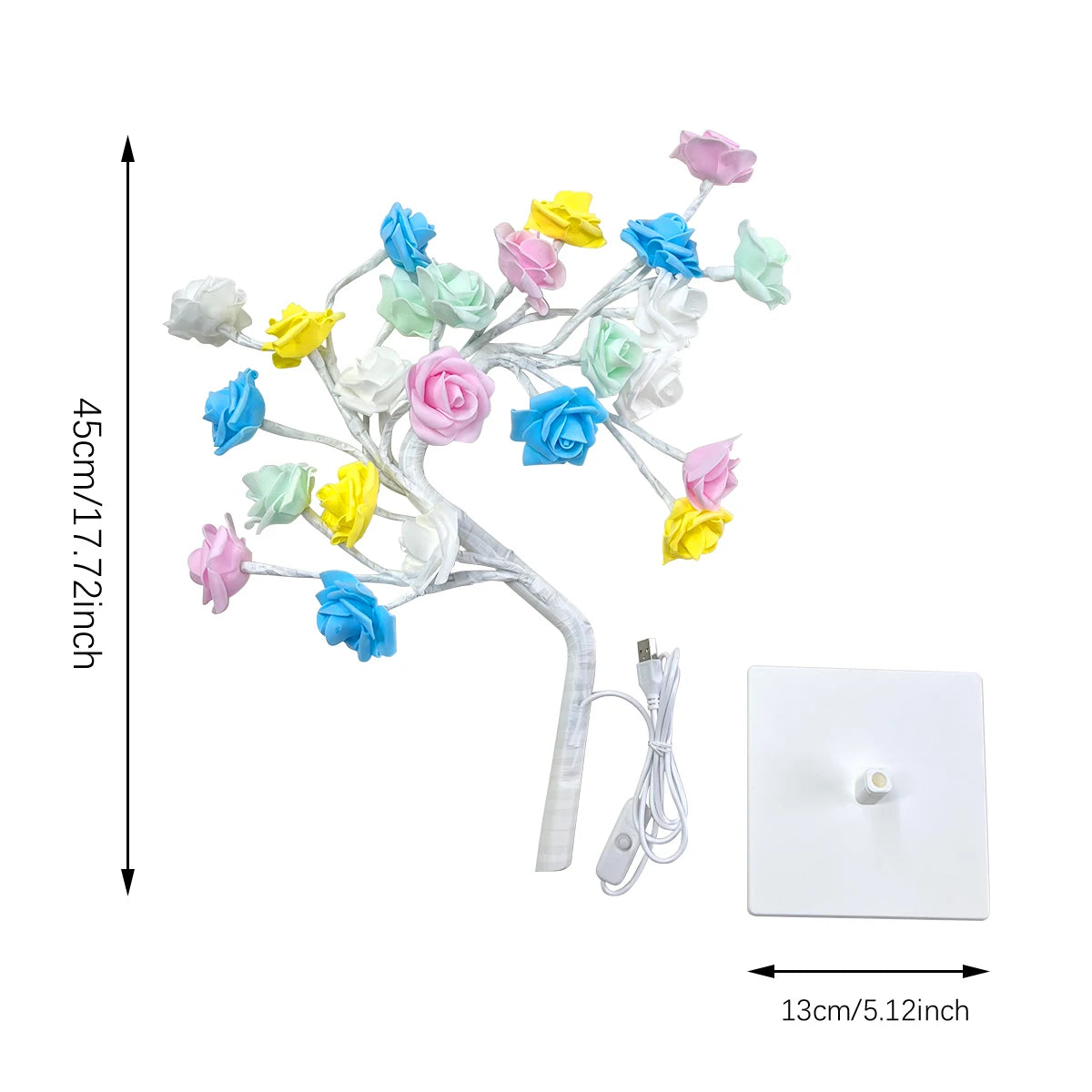 36/108 LED USB Table Lamp – Rose String Lights, Tree Night Light for Girls, Party, Camping & Summer Home Decor