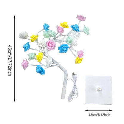 36/108 LED USB Table Lamp – Rose String Lights, Tree Night Light for Girls, Party, Camping & Summer Home Decor