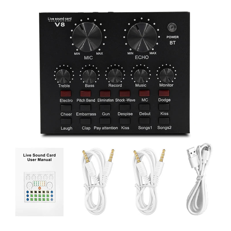 BM800 V8 Sound Card Set – Professional Condenser Microphone for Karaoke, Podcast Recording & Live Streaming