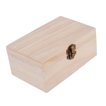 Wooden Jewelry Storage Box with Lid — Square Hinged Craft Box for DIY, Home Decor, and Mother's Day Gift