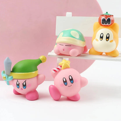 Star Kirby Action Figures — Cute PVC Toys with Cartoon Drawstring Storage Bag, Pocket-Sized Action Figures