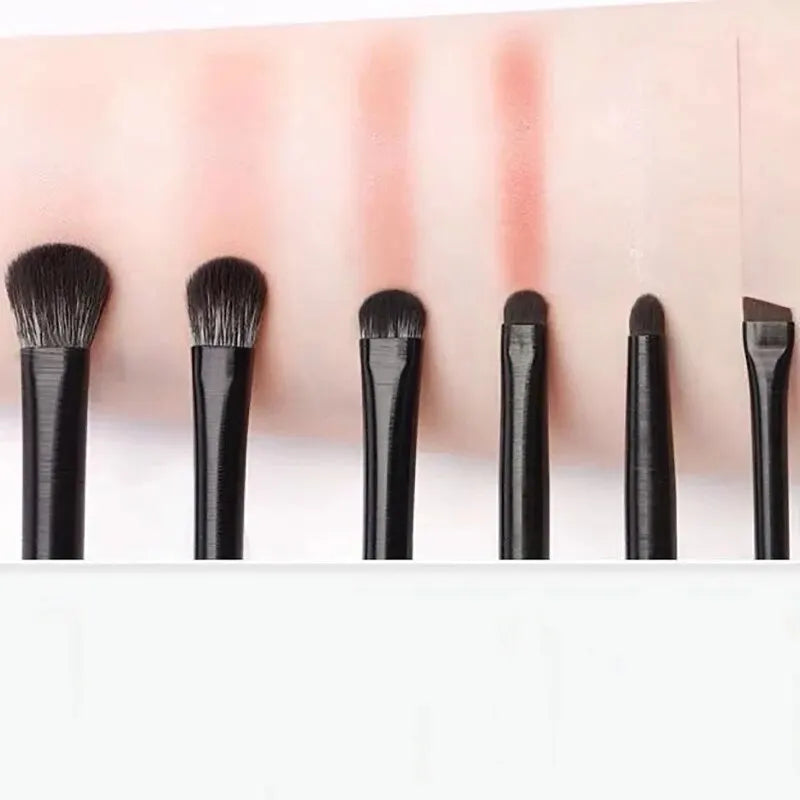 6 Piece Soft Hair Eyeshadow Brush Set - Smudged Lying Silkworm Eyeliner & Detail Small Makeup Brushes