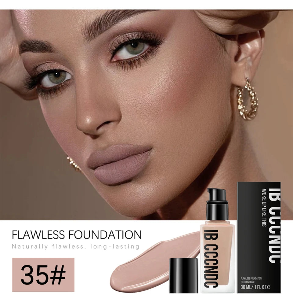 Flawless All-Day Waterproof Concealer & Foundation – 6-Color Full Coverage Moisturizing Makeup for Women