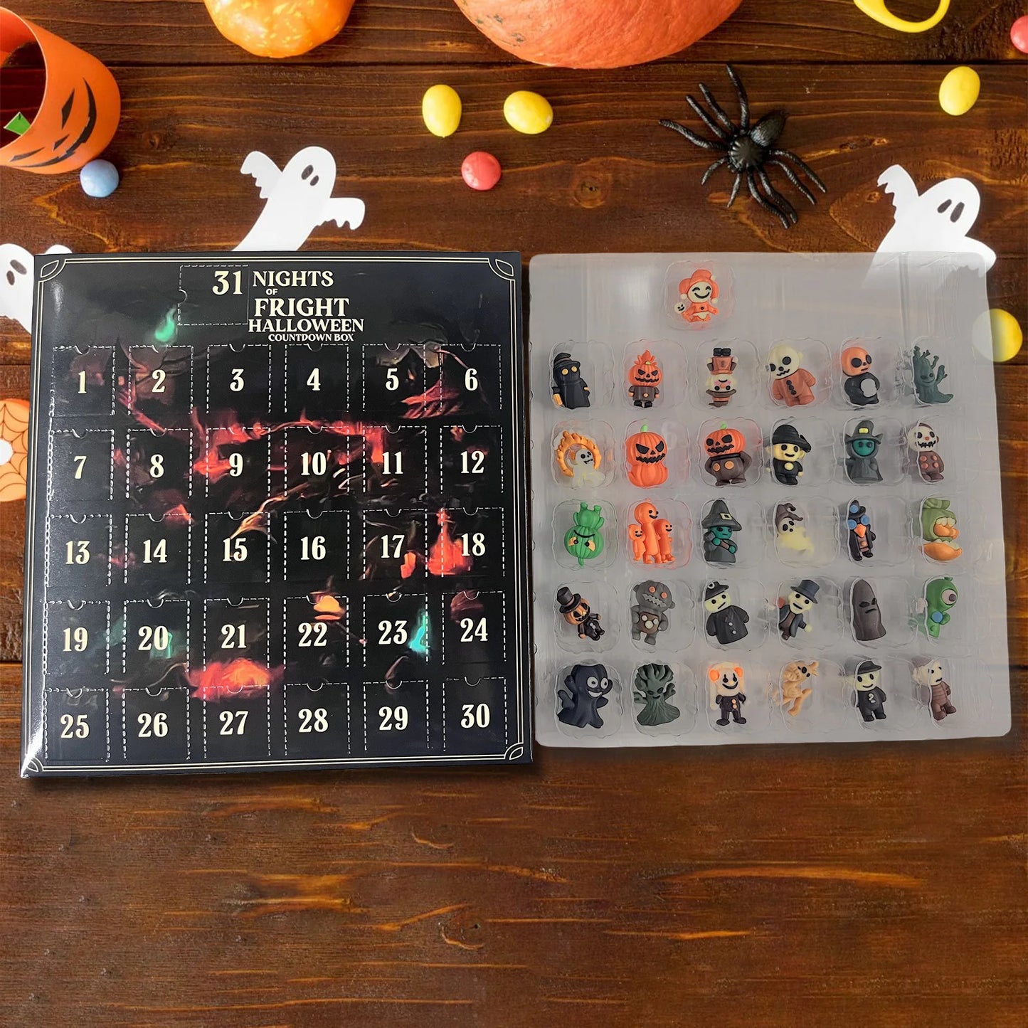Halloween Advent Calendar - 7/15/31-Day Countdown with Collectible Eerie Figurines Gift Box