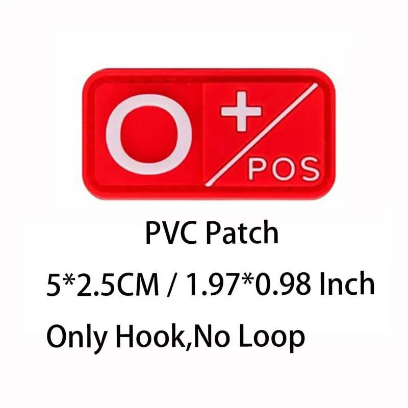 PVC Blood Type Hook Patch - A B AB O Positive Negative Military Tactical Badge for Backpack & Outdoor Gear