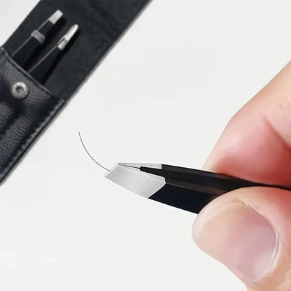 3-Piece Stainless Steel Eyebrow Tweezers Set – Precision Sharp Flat, Slanted & Pointed Hair Removal Tools