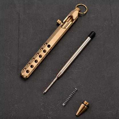 Portable Brass Ballpoint Pen - 1.0mm Medium Point Retro Bolt Action Smooth Writing Pen for Signatures