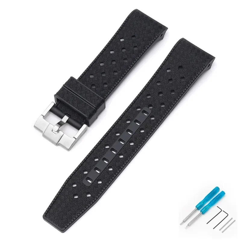 Curved End Strap for Swatch X Blancpain Fifty Fathoms – 22mm Waterproof Liquid Silicone Watch Band for Men & Women