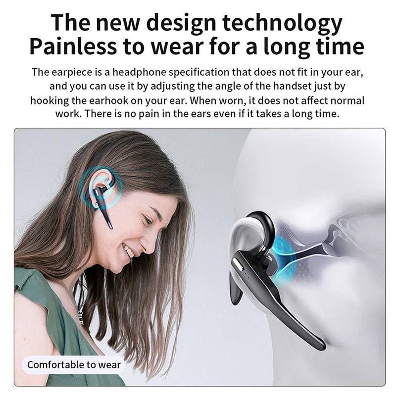 NEW 2022 Bluetooth Business Earphone – Wireless Single Handsfree Earbuds with HD Call & Microphone for Driving
