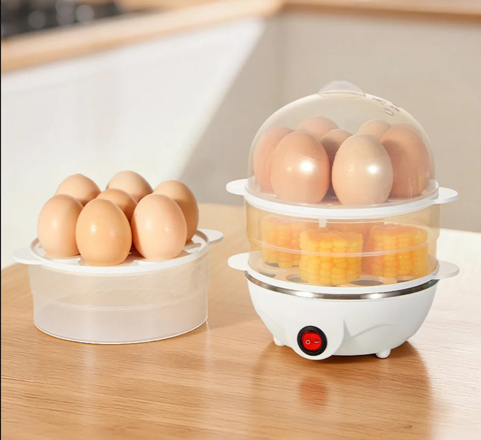 Double Layer Electric Egg Boiler – Mini Multifunctional Egg Steamer & Poacher for Breakfast Cooking