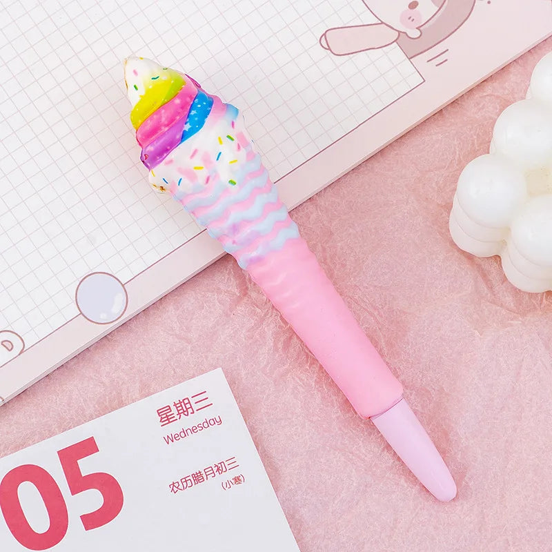 Cute Kawaii Slow-Rebound Gel Pen – Soft Sponge Stress Relief Pen for School, Office, and Creative Stationery