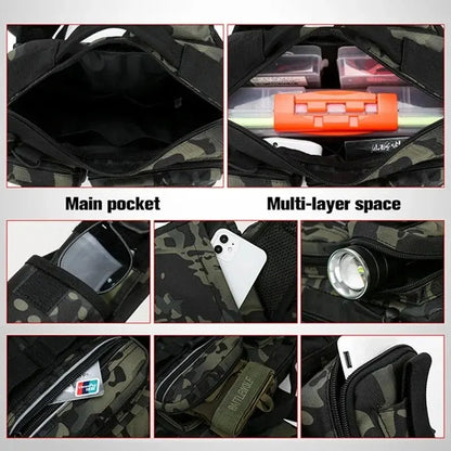 Fishing Tackle Backpack: Gear Storage Bag with Rod Holder, Fanny Pack Design for Men - Fly Fishing Sling Shoulder Bag