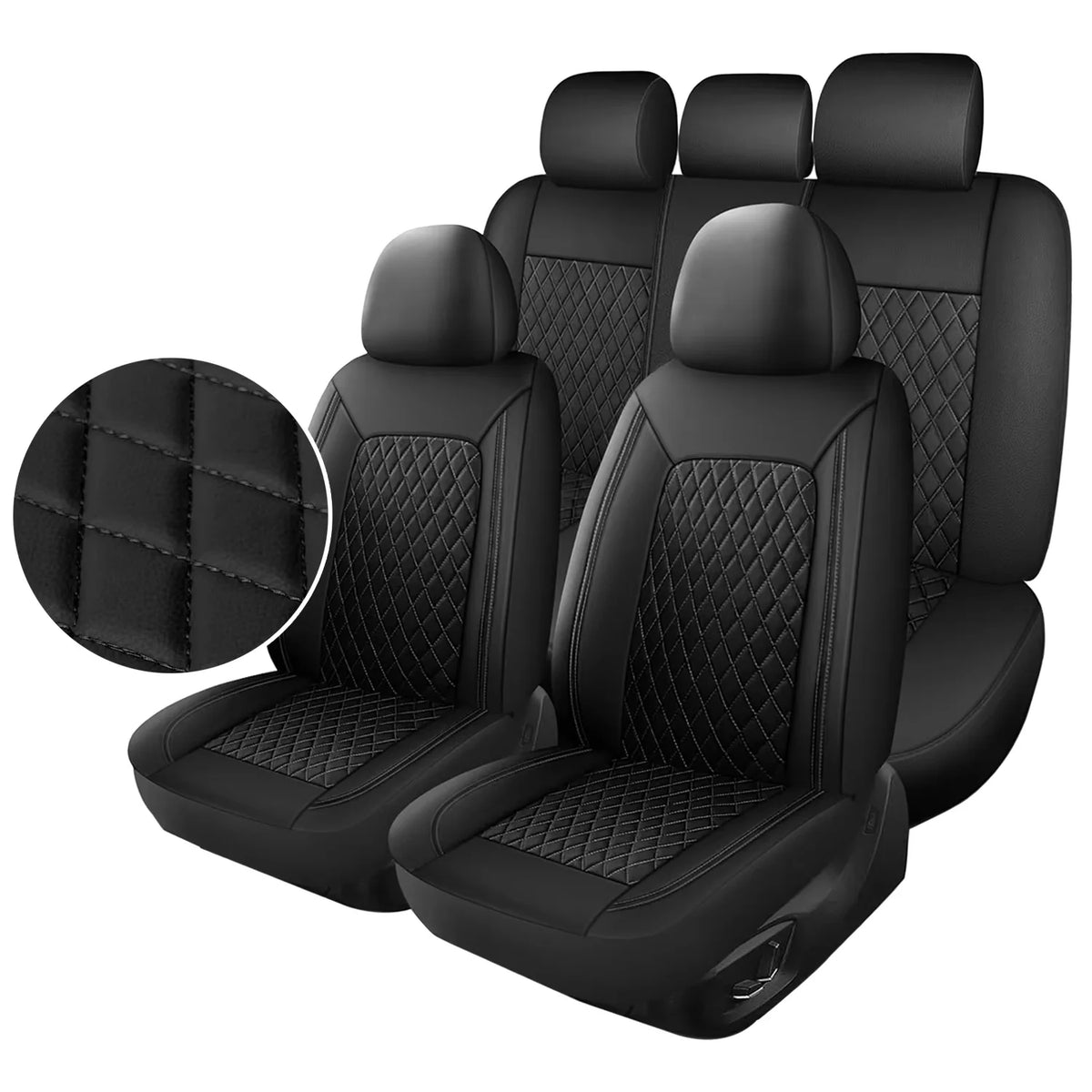 Universal PU Leather Driver Seat Cover - Single-Line Diamond Grid Car Seat Protector