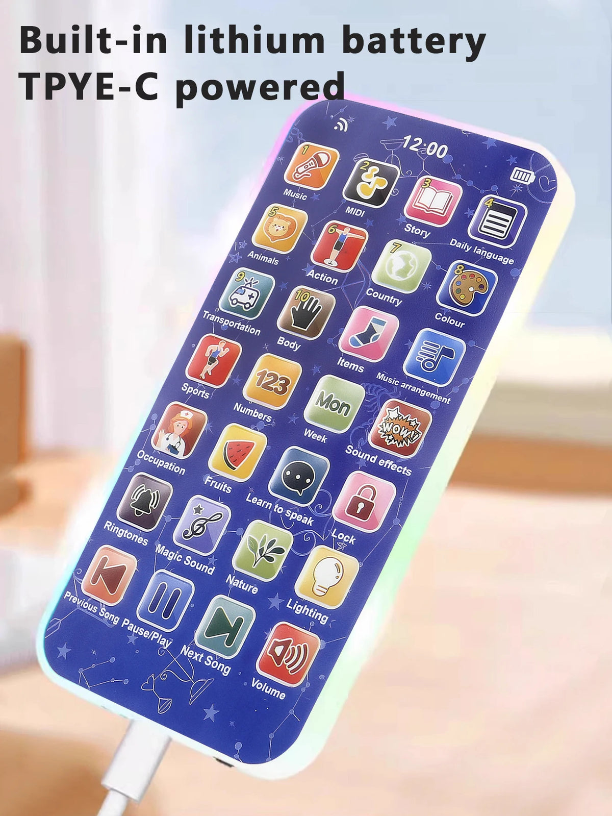 Baby Montessori Remote Control Toy Phone - Soft Lighting, Gentle Lullabies & Early Learning Play for Infants