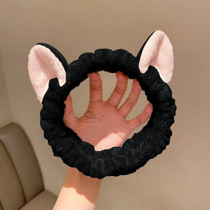 Cat Coral Plush Headband - Soft Cute Hair Bow Band for Face Washing, Makeup and Girls