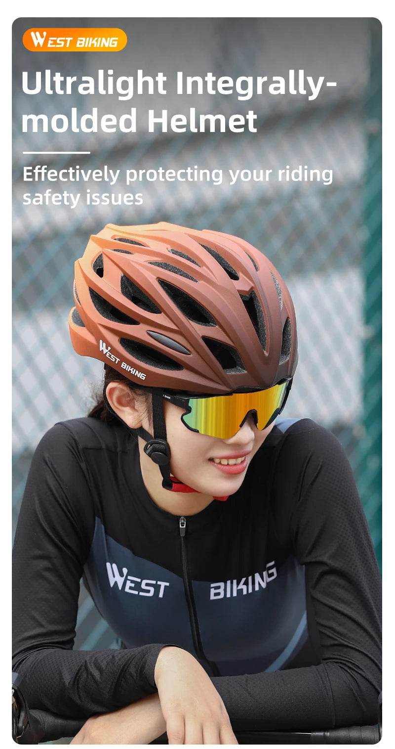 WEST BIKING Ultralight Cycling Helmet - Integrally Molded MTB & Road Bike Racing Helmet for Men & Women, Bicycle Safety Cap