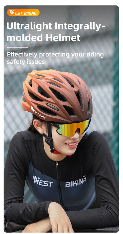 WEST BIKING Ultralight Cycling Helmet - Integrally Molded MTB & Road Bike Racing Helmet for Men & Women, Bicycle Safety Cap