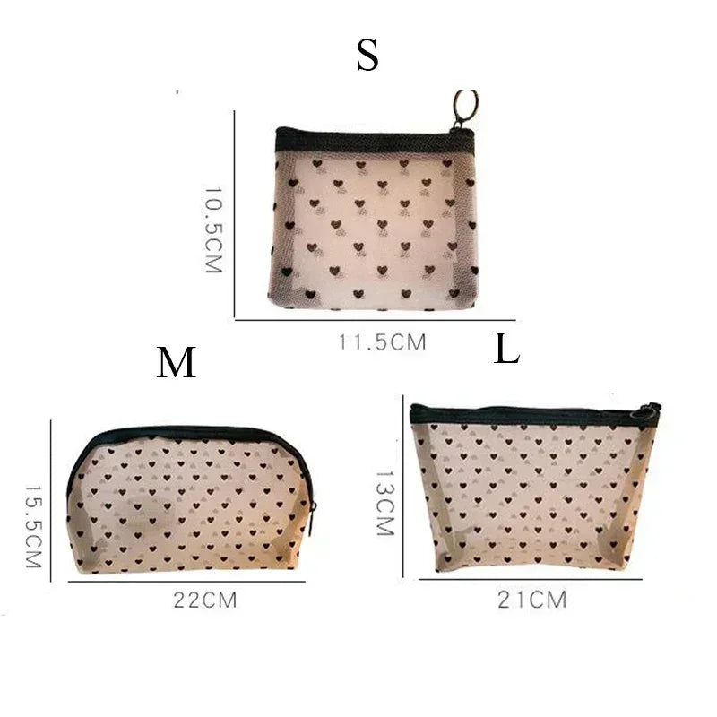 Female Makeup Pouch – Portable Small & Large Mesh Cosmetic Bag, Toiletry Beauty Case, Travel Makeup Organizer Storage Bag