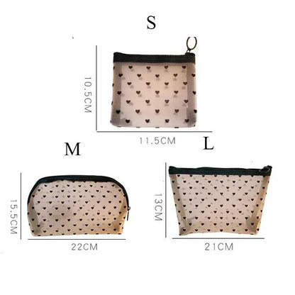 Female Makeup Pouch – Portable Small & Large Mesh Cosmetic Bag, Toiletry Beauty Case, Travel Makeup Organizer Storage Bag