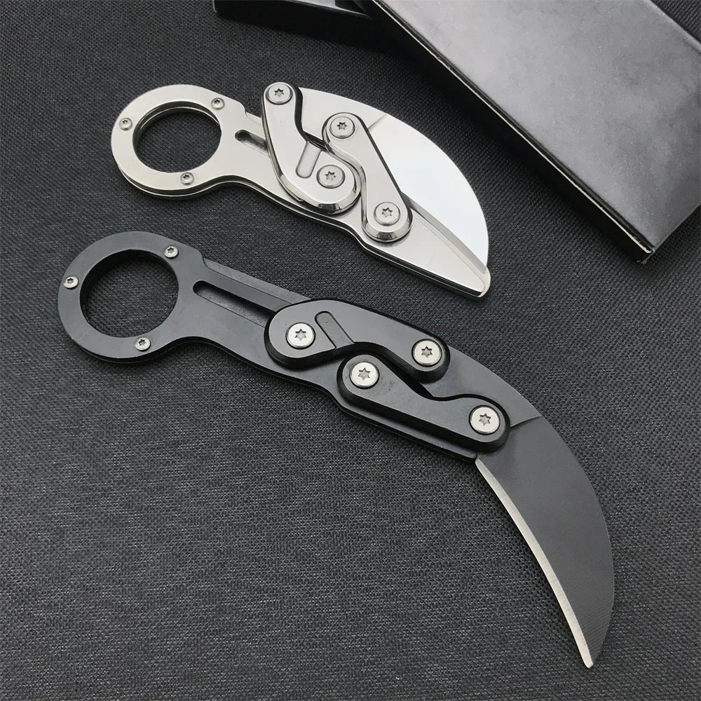 All-Steel Claw Tactical Knife – Multifunction Outdoor EDC Self-Defense Tool, Black & Silver Gift for Men
