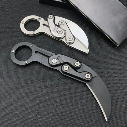 All-Steel Claw Tactical Knife – Multifunction Outdoor EDC Self-Defense Tool, Black & Silver Gift for Men