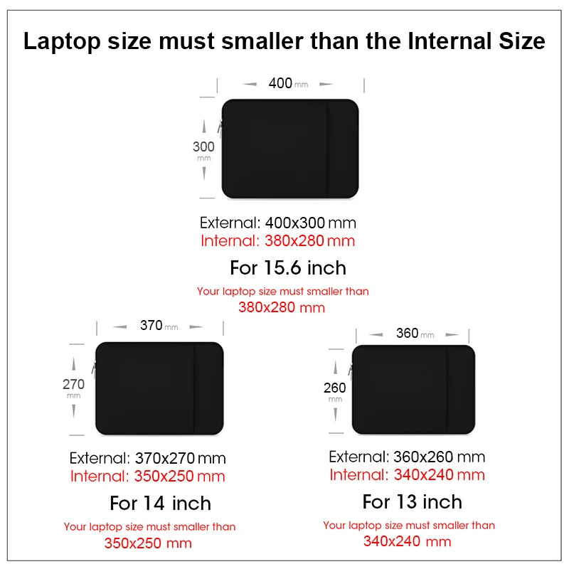 Laptop Sleeve Bag Case - Protective Notebook Cover for MacBook Air Pro 13-15.6 Inch, Lenovo, Dell, HP & More