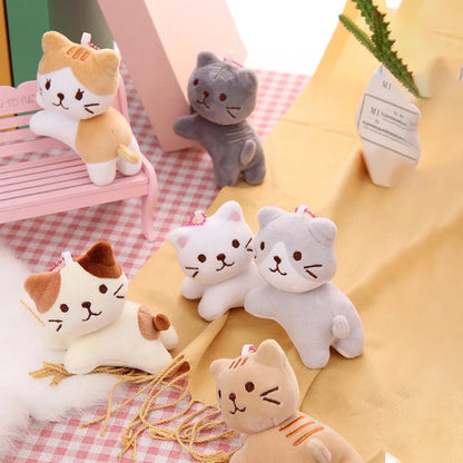 Six-Color Cute Cartoon Cat Plush Pendant - Tilt-Head Kitten Doll for Backpacks, Christmas, Halloween, and Gifts