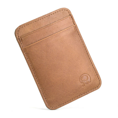 Style & Function: 100% Genuine Leather Thin Card Wallet - Men's Bus Card Holder, Credit Card Case, Cash Change Pack, Business ID Pocket