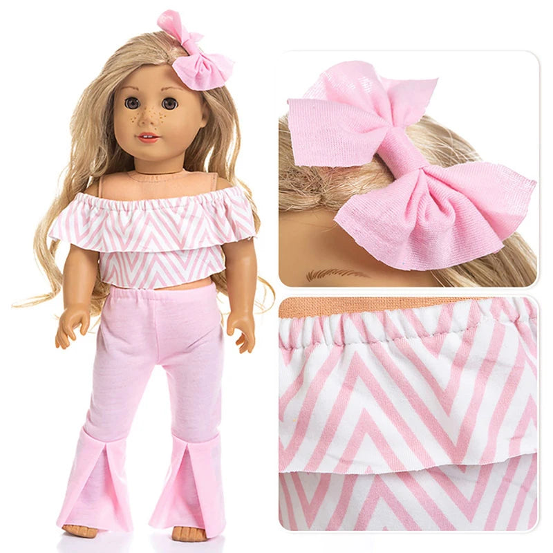 18-Inch Doll Clothes for American Girl Dolls — Bell-Bottoms & T-Shirt Set, Pretend Play Outfit, Gift for Girls