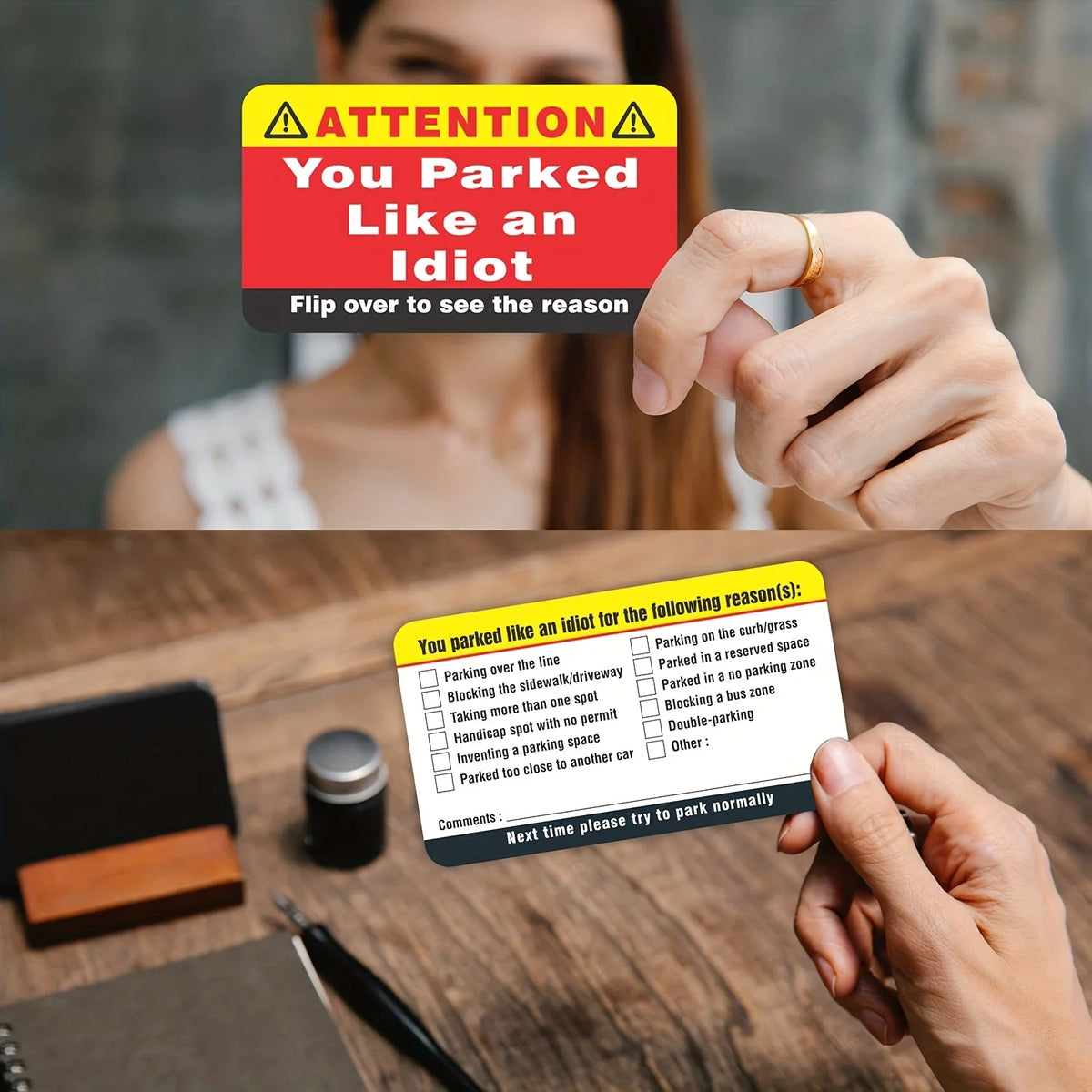 You Park Like an Idiot Cards 50-Pack - Funny Bad Parking Violation Cards & Gag Gift Inserts