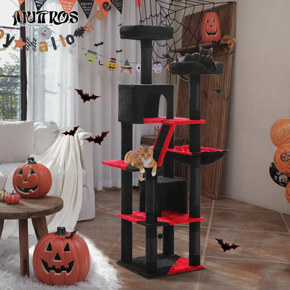 Large Cat Tree Tower – Multi-Level Plush Indoor Cat Condo with Scratching Posts, Boards, Perches & Caves