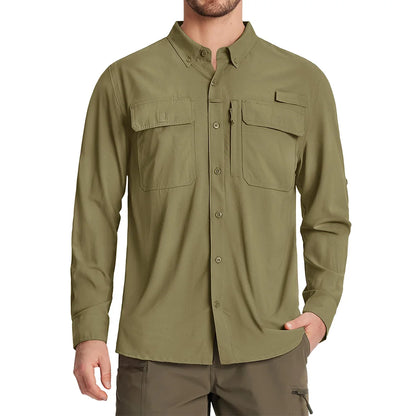TACVASEN Men's UPF 50+ Fishing Shirt - Quick-Dry Long Sleeve Outdoor Hiking & Work Shirt