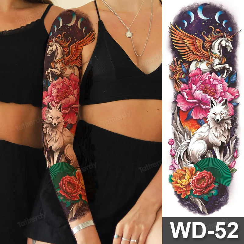 Large Temporary Leg Tattoos for Women - Sexy Animal & Anime Skull Water Transfer Body Art Stickers