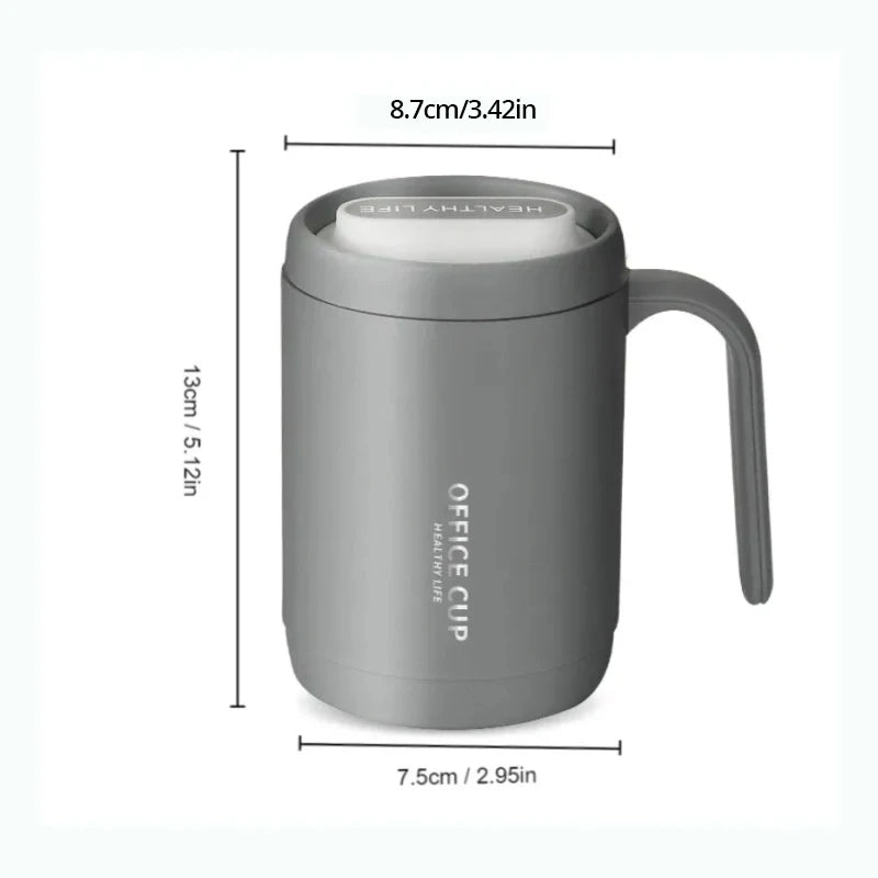 Grey Creative PP Liner Drinking Cup - Portable Large Capacity Covered Coffee/Milk Cup, Perfect Gift for Kitchen and Travel
